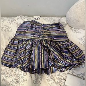 Zara metallic striped pleated hem skirt